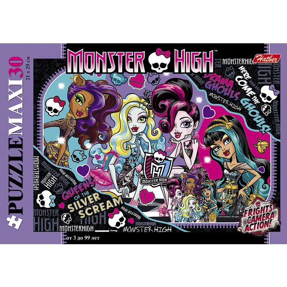 ПАЗЛЫ-ИГРА 30 элементов А4ф 290х210мм MAXI-Школа Монстров-(Monster High) , 